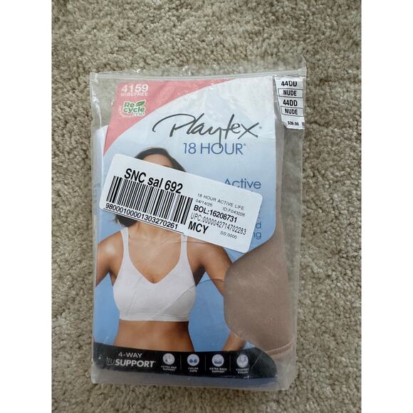 Playtex 18 Hour Active Lifestyle Low Impact Wireless Bra - Nude 44DD - Picture 10 of 10